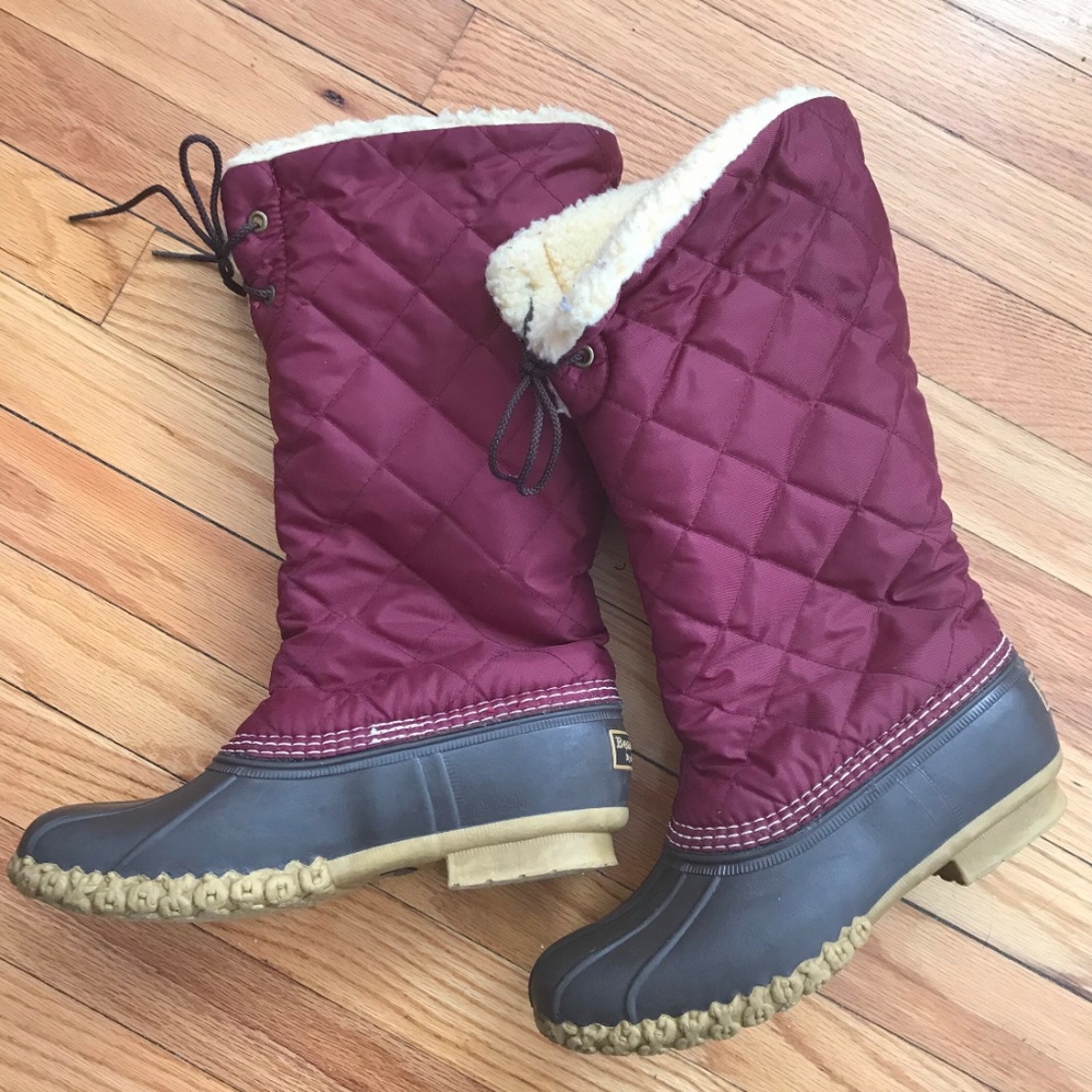 Vintage LL bean quilted burgundy winter bo…